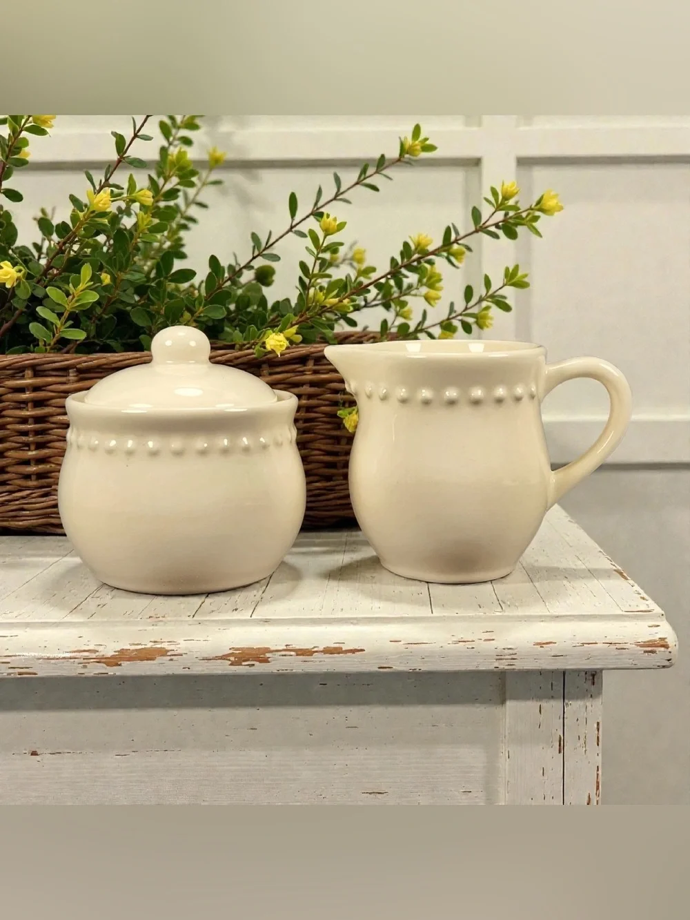 Pottery Barn - Emma Beaded Stoneware Sugar Bowl